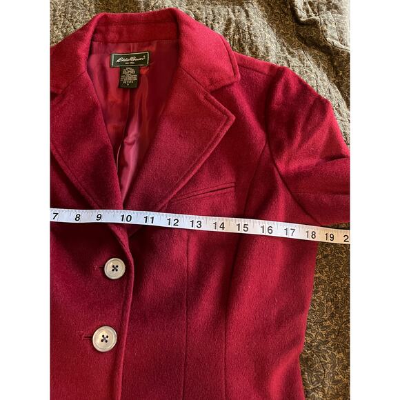 Vintage Eddie Bauer red wool angora suit jacket blazer lined career academia PS - Picture 5 of 11